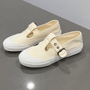 Vans Cream and White Buckle Slip-Ons